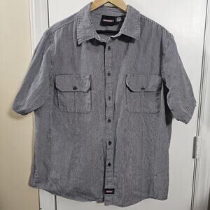 Dickies Short Sleeved Hickory Striped Button Shirt Men’s Sz 3XL Train Conductor